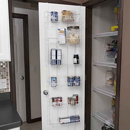 Over the Door Organizer - 6-Tier Adjustable Pantry Shelves and Rack for Kitchen Organization - Organization and Storage by Lavish Home (White)