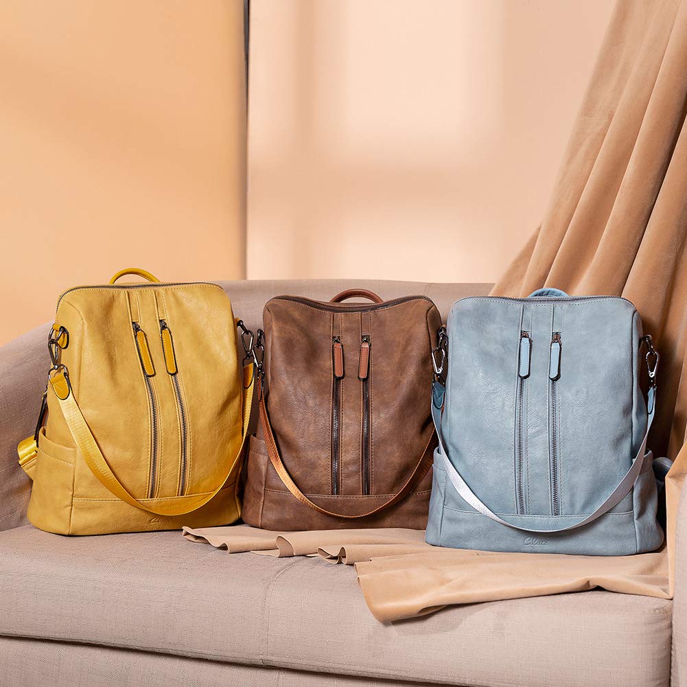 CLUCI Leather Backpack Purse for Women Convertible Large Travel Ladies Designer Fashion Casual Shoulder Bag