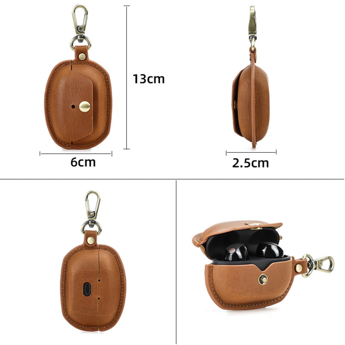 TSVSXS Leather Case Compatible with Sony WF-1000XM5, Cute Soft Genuine Leather PU Protective Case Cover Compatible with Sony WF-1000XM5 with Keychain