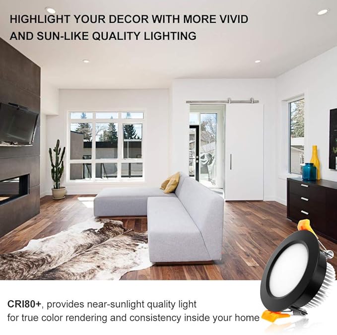 YGS-Tech 2 Inch LED Recessed Lighting, Dimmable Downlight 3W(35W Halogen Equivalent), CRI80, 5000K Daylight White Ceiling Light with LED Driver(4 Pack)