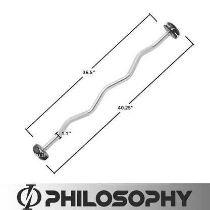 Philosophy Gym Rubber Fixed Barbell, 10 LB Pre-Loaded Weight EZ Curl Bar for Strength Training & Weightlifting