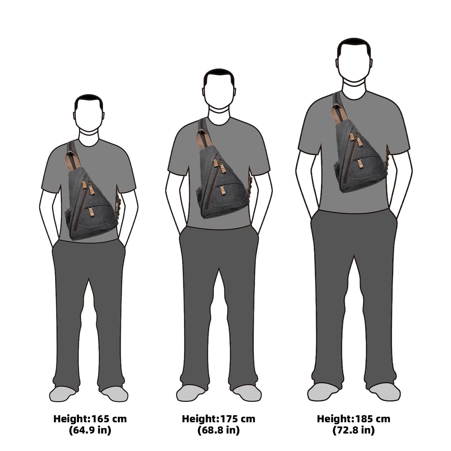 KL928 Canvas Sling Bag - Small Crossbody Backpack Shoulder Casual Daypack Rucksack for Men Women(Small Version, Black)