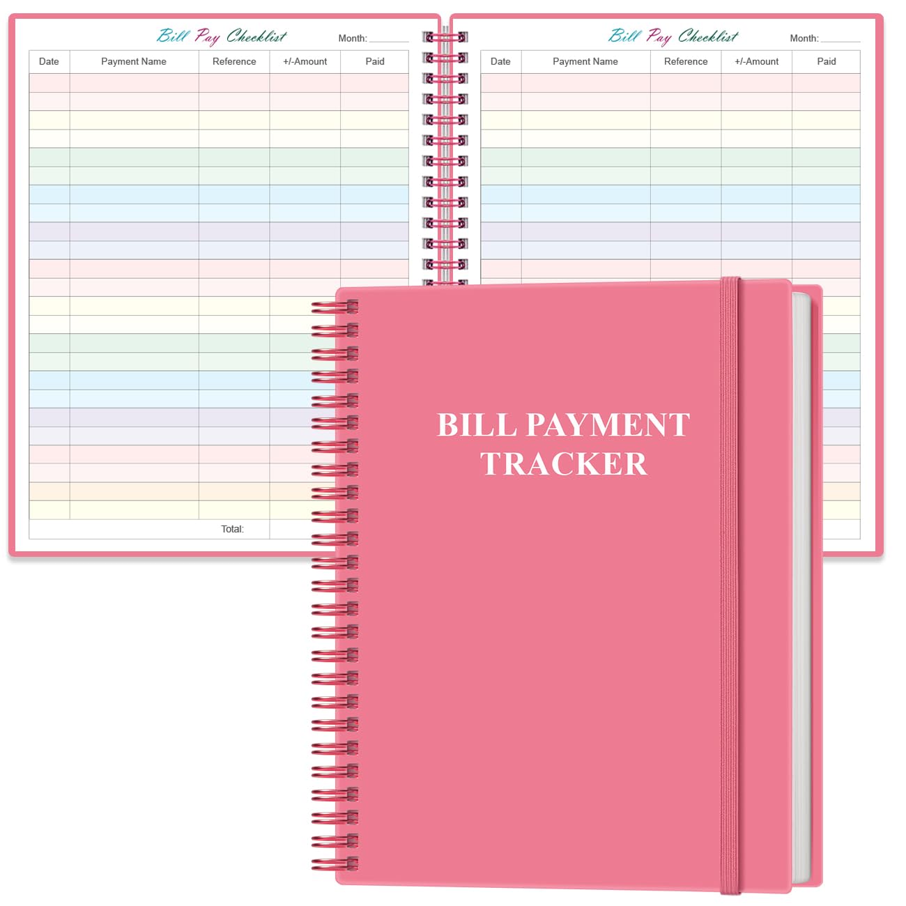Bill Tracker Notebook - Monthly Bill Organizer & Planner for Personal Budgeting Financial, Monthly Bill Payment Checklist, 8.5" x 11", Pink