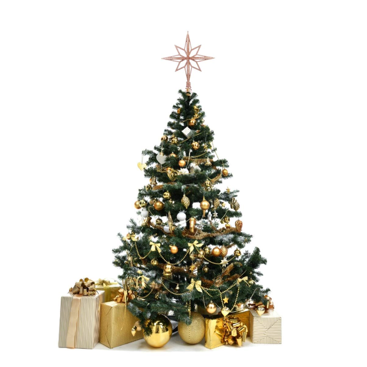 Glitter Star Tree Topper: 11 Inch Rose Gold Metal Christmas Tree Topper - Sparkling Xmas Top Decor for Modern Holiday Home Decoration