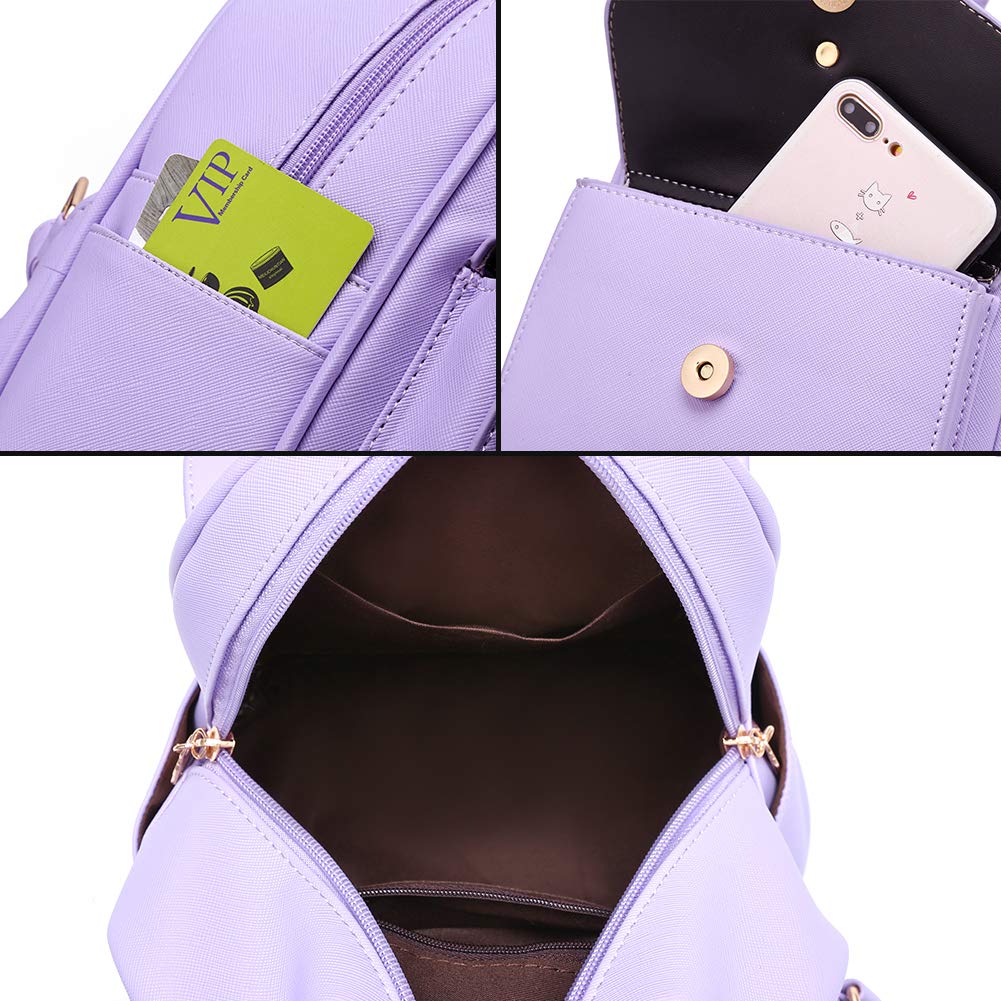 I IHAYNER Girls Bowknot Cute Leather Backpack Mini Backpack Purse for Womens Gold Pink