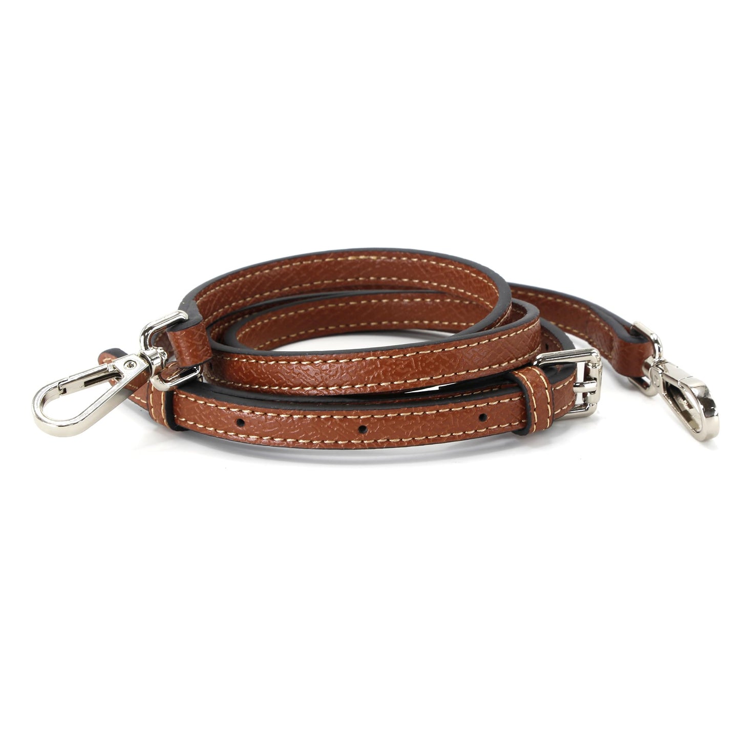 banbeln Mini Bags Leather Shoulder Strap Kit Fit For Adjustable Crossbody Small Bag (brown&silver)