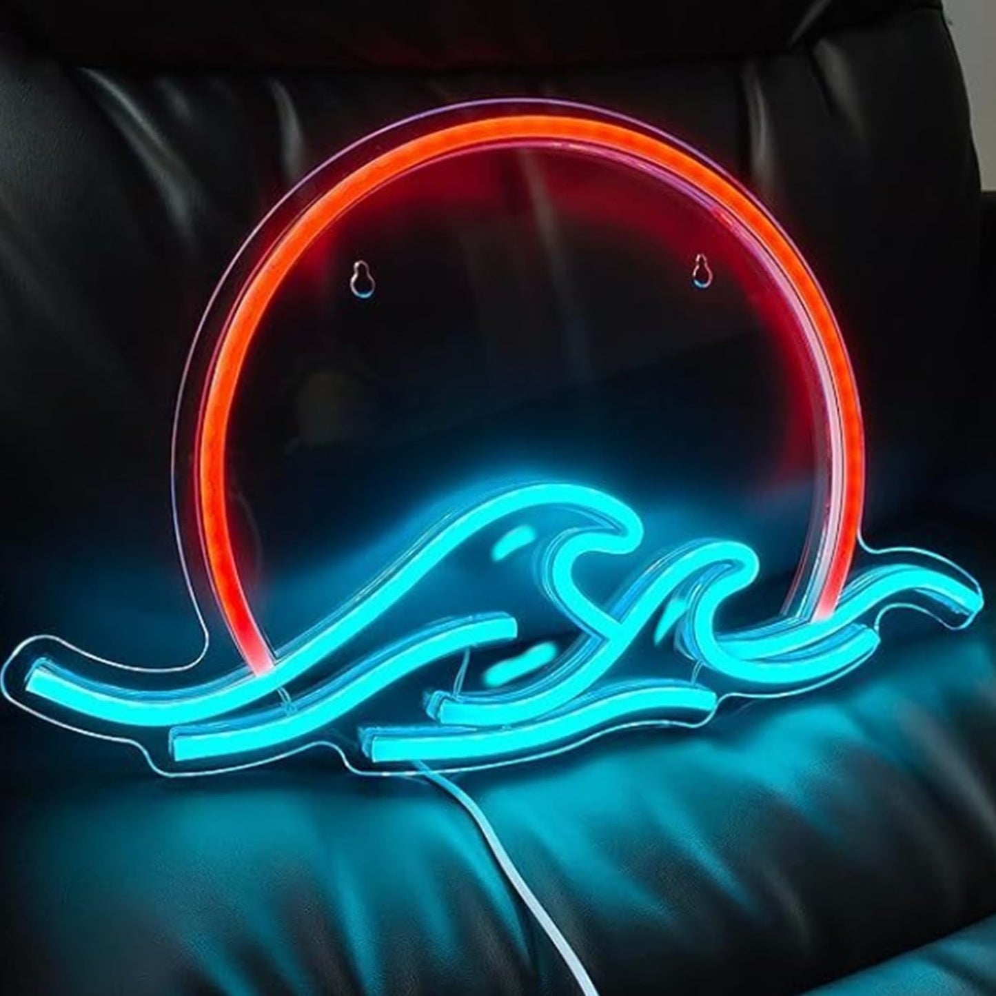 Dimmable Neon Wave Signs,Sunset Sunrise Neon Sign for Game Room Wall Decor,Led Acrylic Anime Gaming Neon Handmade Decorative Art Lamp for Living Room Bedroom Office Mancave Bar Cafe,16x11.4In