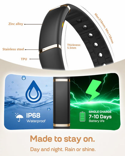 FITVII Screenless Fitness Tracker for Women Men, Health and Fitness Wearable with 24/7 Heart Rate, Blood Pressure and HRV Sleep Monitor, Subscription Free Activity Tracker for Android & iPhone