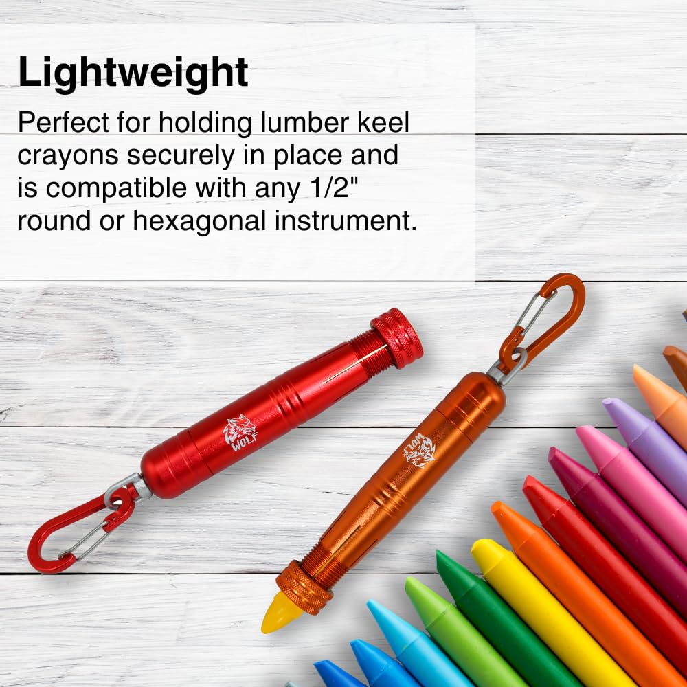 WOLF Metal Lumber Keel Crayon Holder | ½’’ Round or Hexagonal | Kio | Ambidextrous & Contoured Grip Handle | Construction Carpenter