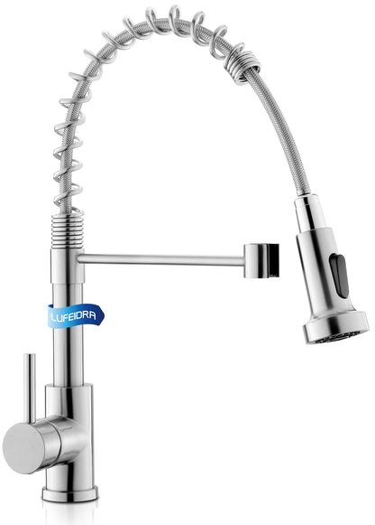 Kitchen Faucet with Pull Down Sprayer, High Arc Single Handle Stainless Steel Kitchen Sink Faucet with Sprayer for Rv Camper, Matte Black