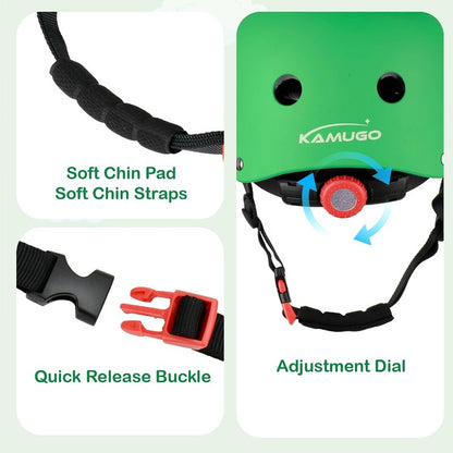 KAMUGO Kids Bike Helmet - Toddler Safety Gear Set with Knee, Elbow & Wrist Pads | Ages 2-8, Boys & Girls