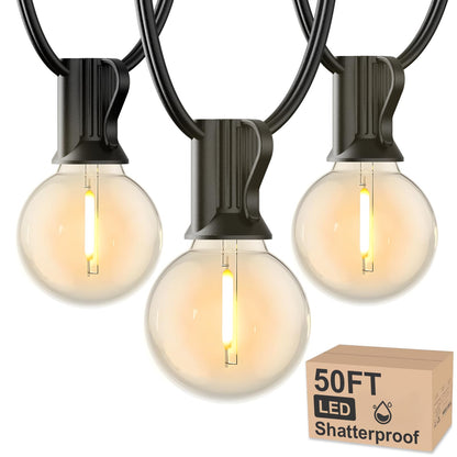 RTTY Outdoor String Lights 50 FT Globe LED Patio Lights with G40 Plastic Bulbs,Waterproof Shatterproof Dimmable Connectable Hanging for Backyard Porch Balcony Party Cafe Deck Decor