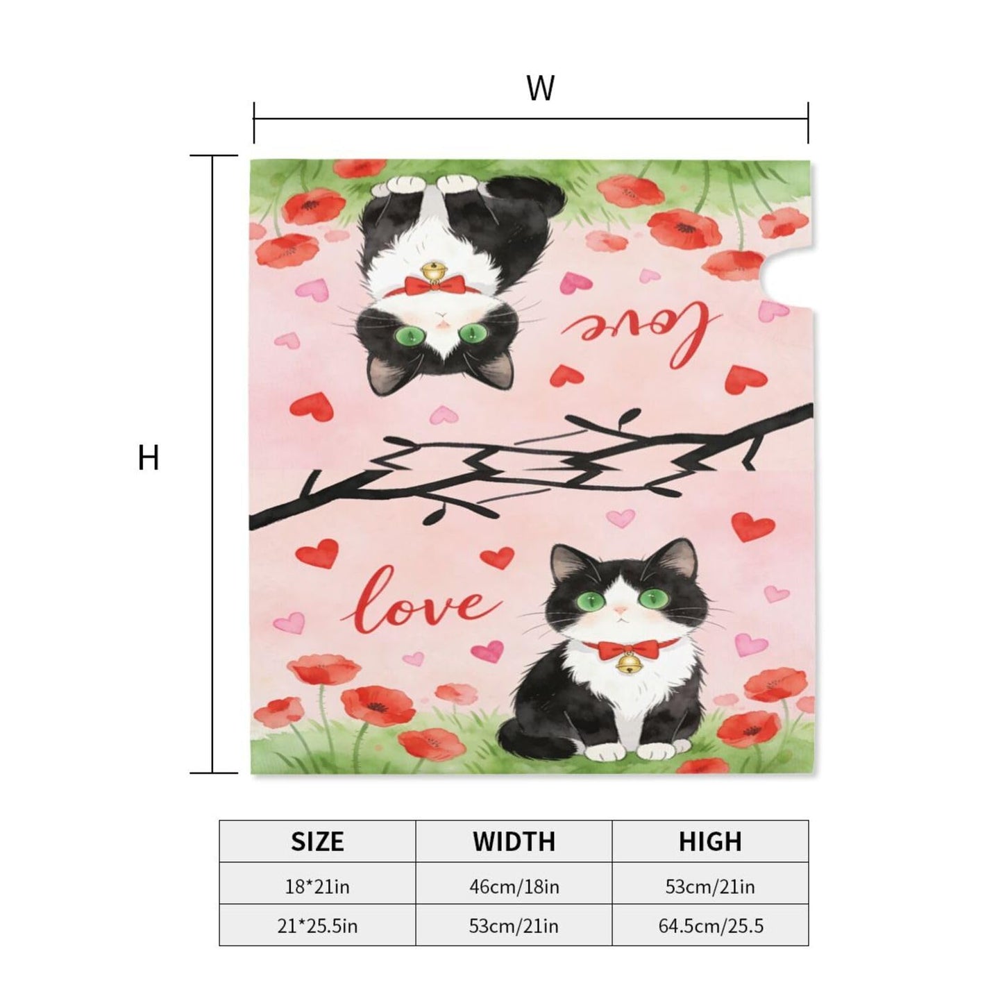 Love Cat Red Flowers Magnetic Mailbox Covers, Mail Wraps Garden Yard Home Decor for Outdoor Standard Size 21x18 in