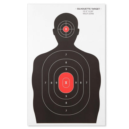 Juvale Paper Shooting Targets for Shooting Range - 50 Pack, 14 x 22 in, Silhouette & Red Bullseye - Pistol Targets