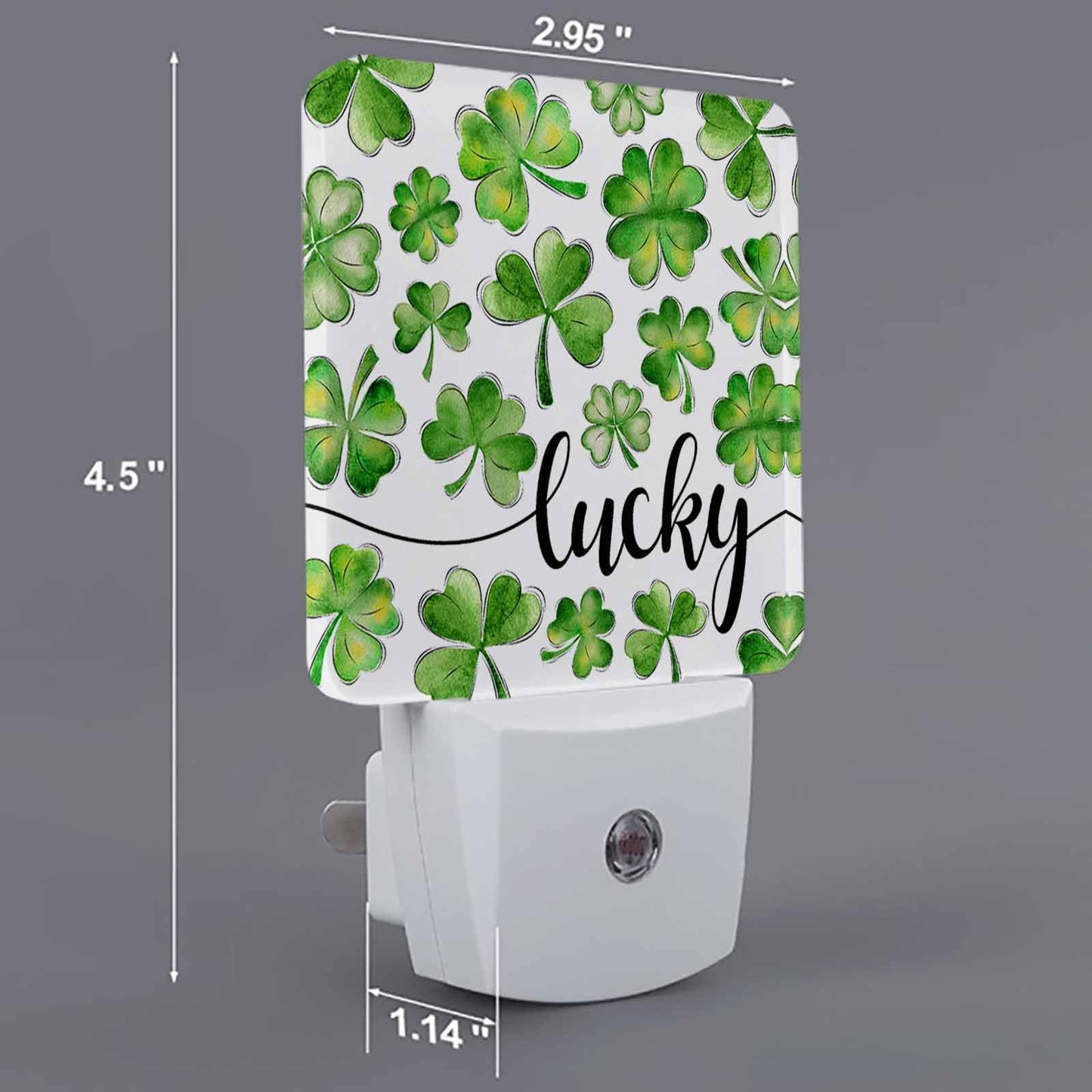 Green Lucky Clover Leaves Plug-in LED Night Lights St. Patrick's Day Shamrocks Auto Dusk-to-Dawn Sensor for Bedroom, Bathroom, Kitchen, Nursery, Hallway, Stairs, Wall Home Decor