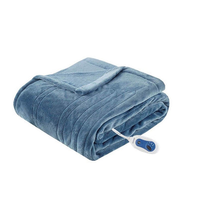 Beautyrest Heated Electric Blanket for Cold Weather, Fast Heating Heated Blanket, Auto Shut Off, Virtually Zero EMF, Multi Heat Setting, UL Certified, Sapphire Queen (90 inx84 in)