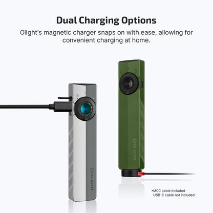 OLIGHT ArkPro EDC Flat Flashlight Rechargeable with Green Beam, UV and White LED,1500 Lumens USB-C Pocket Camping Flashlight, Spotlight Floodlight for Outdoor Emergency Working (OD Green CW)