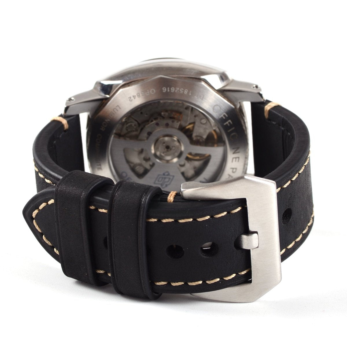EACHE Black Leather Watch Band, Crazy Horse Genuine Leather Watchbands 22mm Watch Bands,Silver Hardware