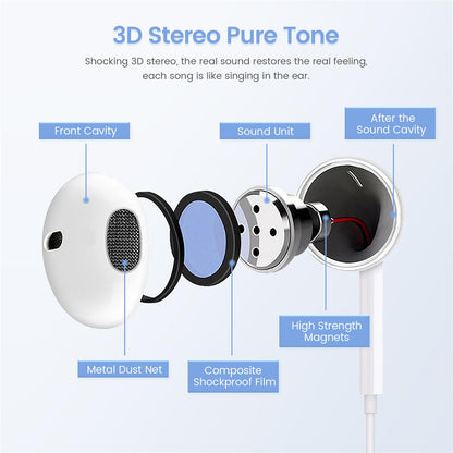 2 Pack-USB C Headphones for iPhone 17/16/15, Type C Earbuds Wired Earbuds with Microphone & Remote Control Noise Cancelling Earphones, Compatible with iPhone 17/16/15 Pro Max, iPad, Most USB C Jack