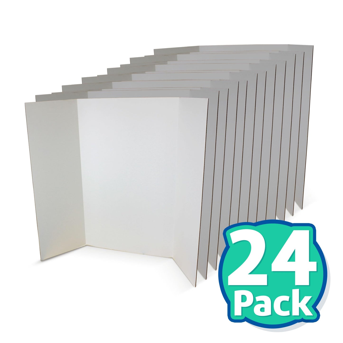 Flipside Products 36” x 48” Project Boards for Presentations, Science Fair, School Projects, Event Displays and Trifold Picture Board, Proudly Made in USA - Clay White - 24 Pack