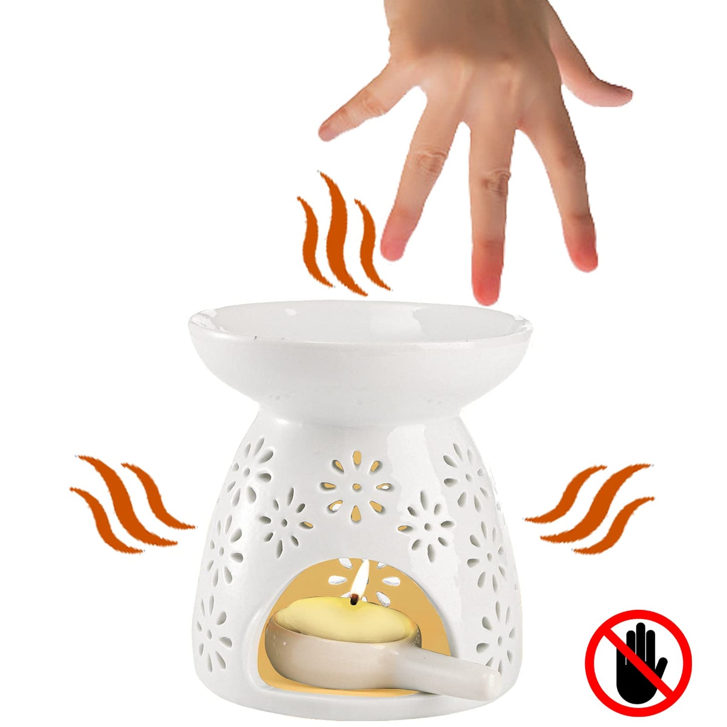 Lawei Set of 3 Ceramic Tealight Candle Holder, Essential Oil Burner Wax Melt Burners, Aromatherapy Aroma Diffuser Burner for Home Bedroom Decor Christmas Housewarming Gift
