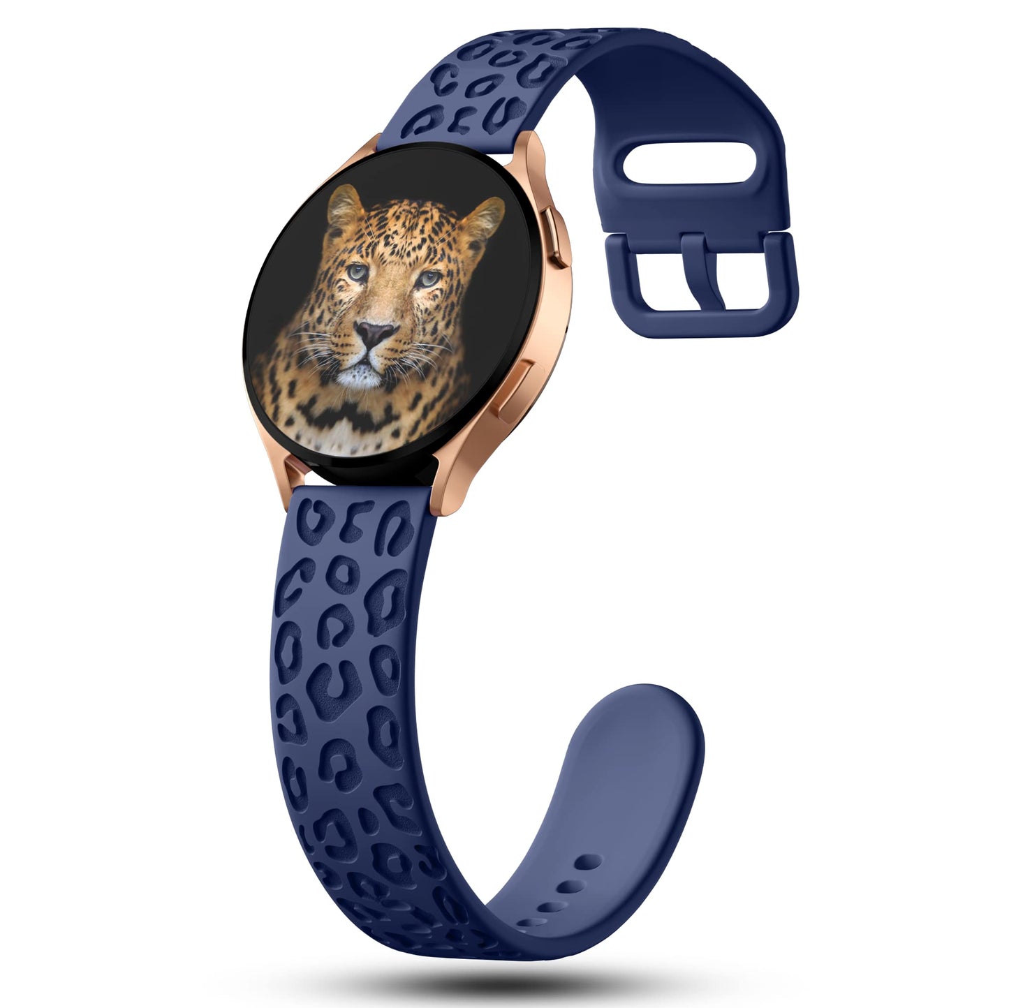 IKANFI 6Pack Engraved Band Compatible with Samsung Galaxy Watch 5 Band/Galaxy Watch 4 Bands/Galaxy Watch 3 Bands/Active 2 Watch Bands,20mm Leopard Silicone Sport Strap Replacement for Women Men-