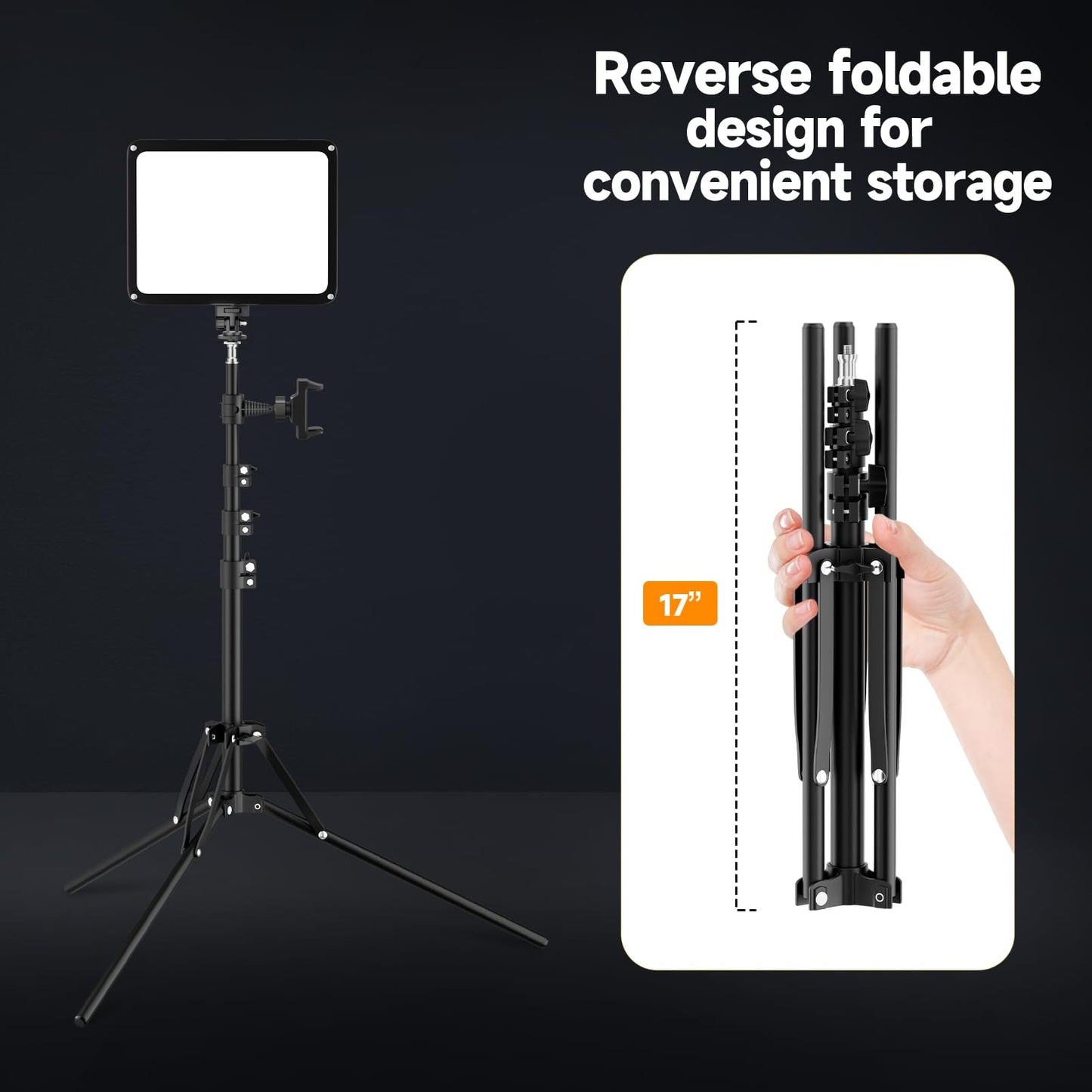 EMART LED Video Light Kit with Phone Holder & Barndoor, 2800-7000K Dimmable Studio Lights for Video Recording, 73'' Height for Live Streaming, YouTube, Vlog, Photography, Content, Podcast, 1-Pack