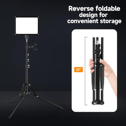 EMART LED Video Light Kit with Phone Holder & Barndoor, 2800-7000K Dimmable Studio Lights for Video Recording, 73'' Height for Live Streaming, YouTube, Vlog, Photography, Content, Podcast, 1-Pack
