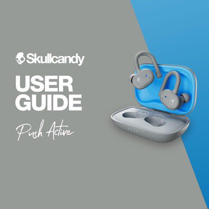 Skullcandy Push Active True Wireless in-Ear Bluetooth Earbud, Use with iPhone and Android with Charging Case and Mic, Great for Gym, Sports, and Gaming, IP55 Water, Dust Resistant - Grey/Blue