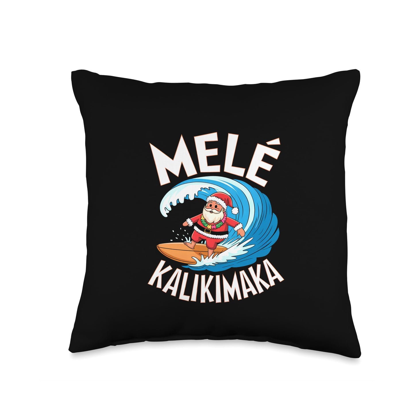Mele Kalikimaka Surfing Santa Xmas Throw Pillow