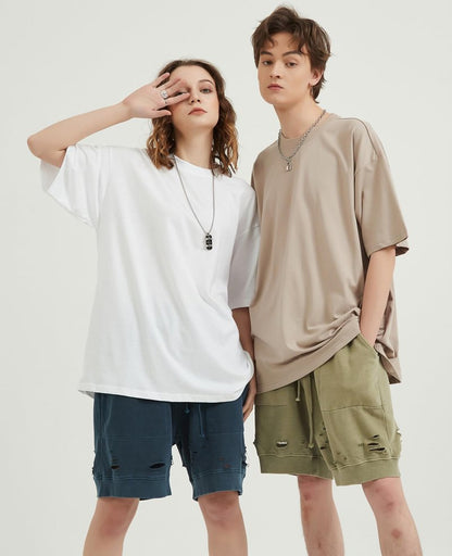 3 Pack Mens Oversized T-Shirts Fashion Loose Fit Crewneck Tshirt Streetwear Heavyweight Short Sleeve Tee Shirt Gym Workout Tops(WTBGBK,L)