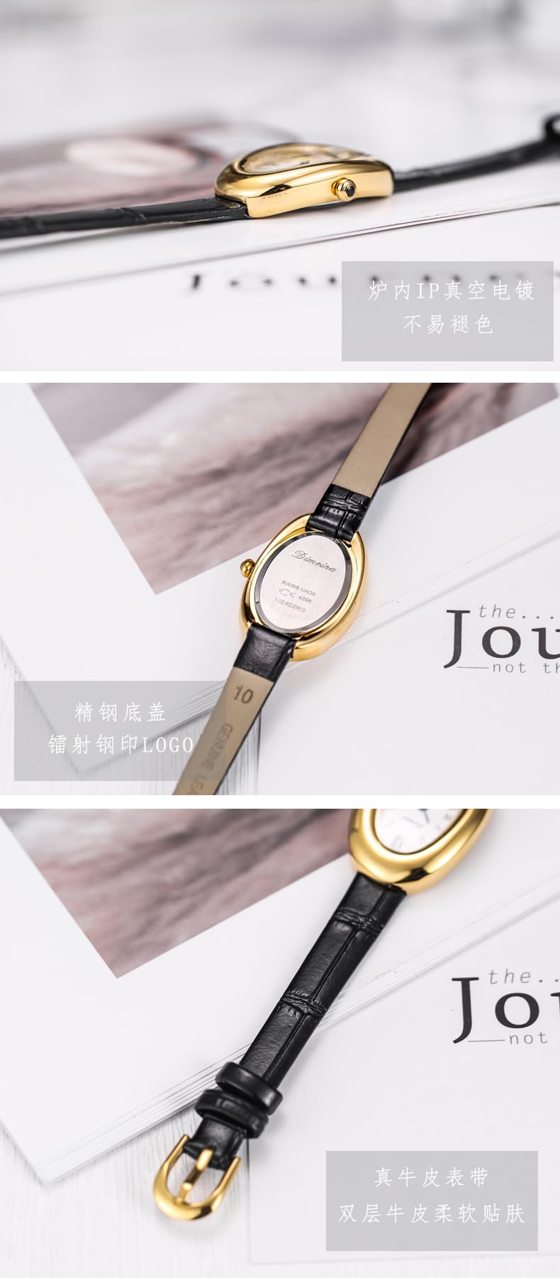 MASTOP Bracelet Watch for Women - Elegant 24mm Oval Dial Bangle Watch - Gold Jewelry Style Quartz Wristwatch - Gift for Her (Black A)