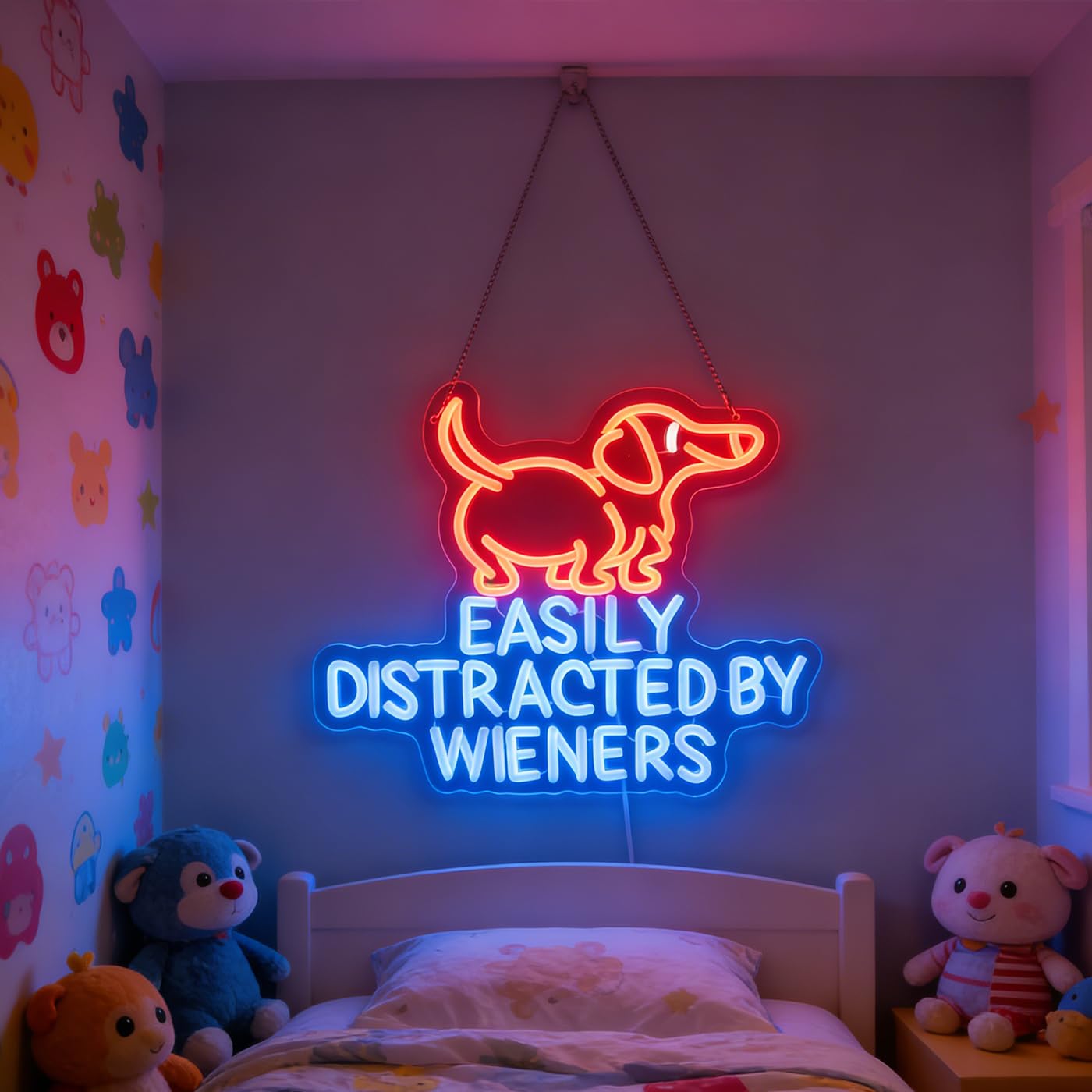 Easily Distracted Neon Sign, Wiener Dog Neon Light, Dachshund Led Signs, Dachshund Decor for Home Decor,Game Room Wall Art Decor,Gift For Dog Lover, Christmas Birthday Gifts