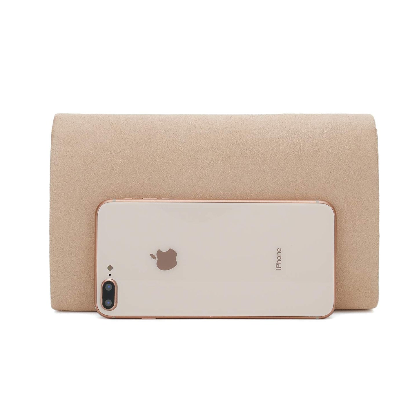 CHARMING TAILOR Faux Suede Clutch Bag Elegant Woman Evening Purse for Wedding/Prom/Black-tie Events (Nude)