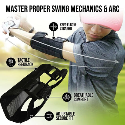 Golf Straight Arm Trainer, Posture Correction Belt Swing Training Aids Straight Practice Elbow Brace Alarm Swing Correcting Tool for Golf Posture