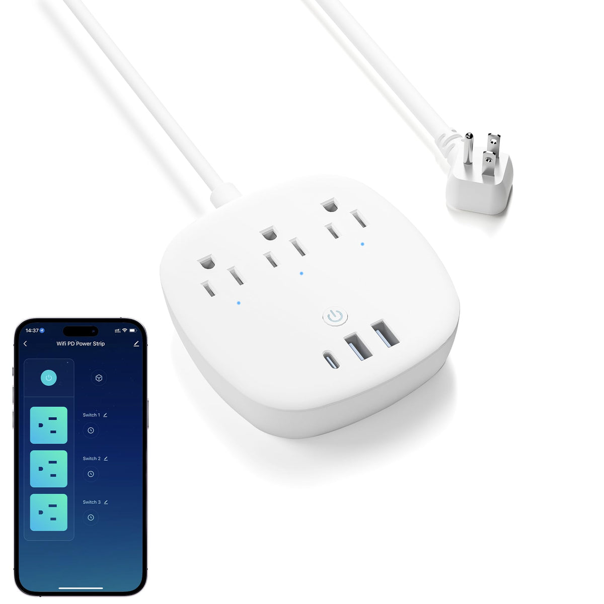 BN LINK Smart Plug Power Strip，Surge Protector with 6 Individually Controlled Smart Outlets, 4 USBs (incl. 20W USB-C), Compatible with Alexa and Google Home