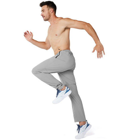 Men's Sweatpants Lightweight Workout Pants with Zipper Pockets Elastic Waist Athletic Pants for Men Exercise Jogging Hiking Black Light Grey XL