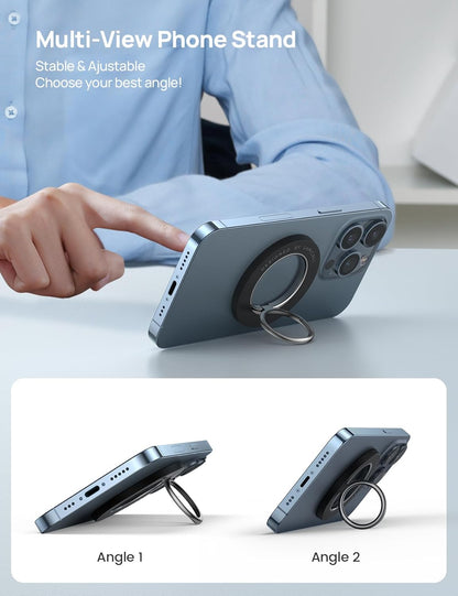 Lamicall Magnetic Phone Ring Grip for MagSafe - [Upgraded Strong Magnet & 360° Rotation] Magnet Finger Ring Holder Grip Stand, Mag Safe Accessories for iPhone 17 16 15 14 Air Pro Max Plus, Misty Black