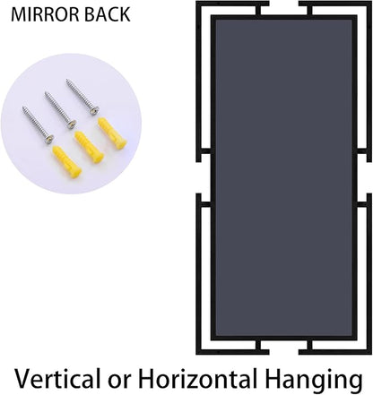 Large Mirror Wall Decor, 46.5"x23" Black Mirror with Metal Frame for Bedroom, Living Room, Tempered Mirrors for Bathroom, Horizontal/Vertical