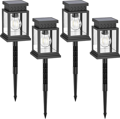 Solar Pathway Lights Outdoor for Pathway Garden Yard Patio Driveway, Solar Walkway Lights Auto On/Off, Warm White, Up to 8H Lighting (4 Pack)