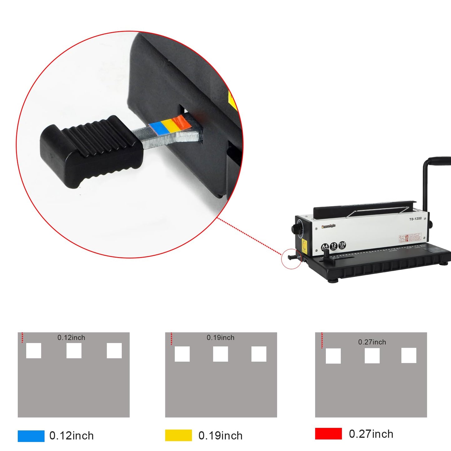 Burostyle TD-1200 Binding Machine, 3:1 Pitch Wire Binder, Punching 12 Sheets/Binding 120 Sheets with Sturdy Metal Construction