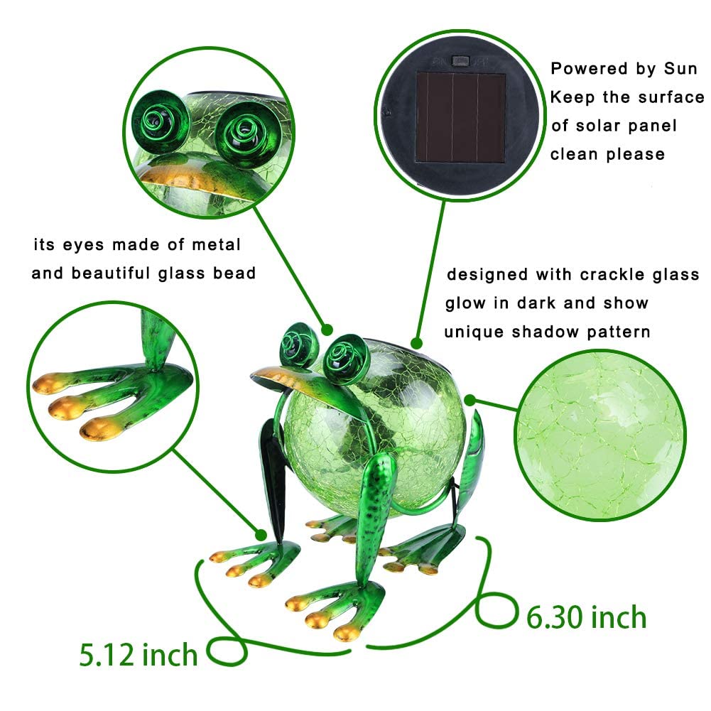 Solar Garden Lantern Waterproof LED Frog Solar Lights Outdoor Decorative Tabletop Lanterns Lamp for Pool Decor and Yard Patio Table Decoration or Mother's Day Gifts
