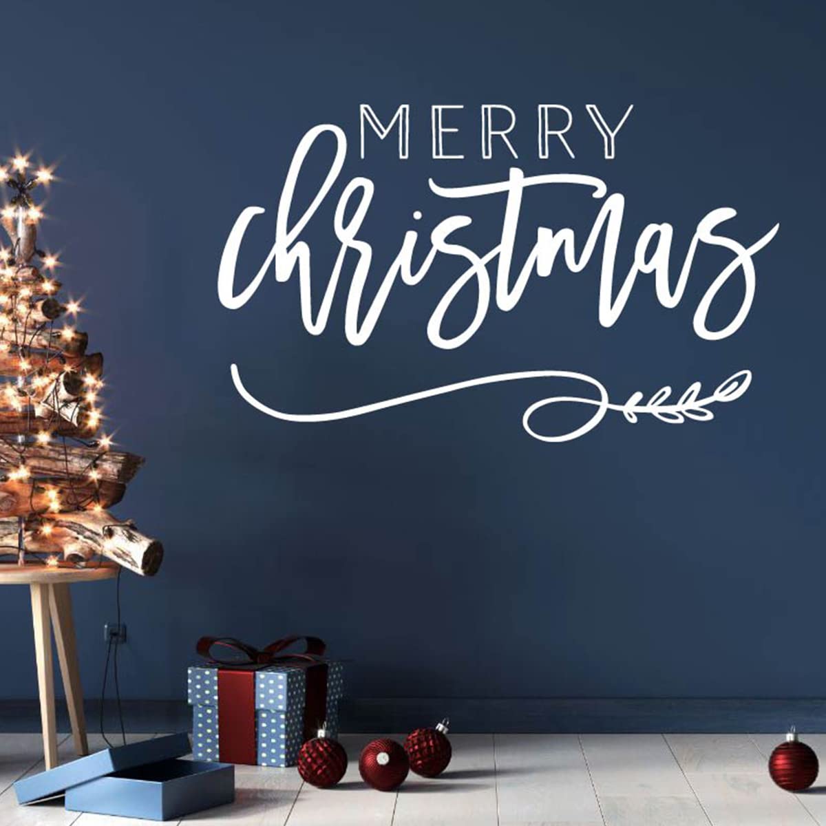 Merry Christmas Wall Art Decor Stickers White Window Decals Christmas Gift Room Decoration Mural FG352 (White)