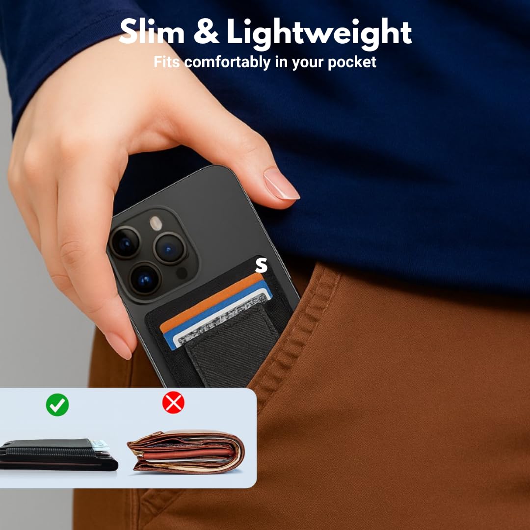 Style Uplift SU.Snap Magsafe Wallet Compatible with MagSafe for iPhone 17/16/15/14/13/12 Series, 8-Card Slim Phone Wallet Holder with Elastic Back, Vegan Leather Minimalist Magnetic Wallet Stand