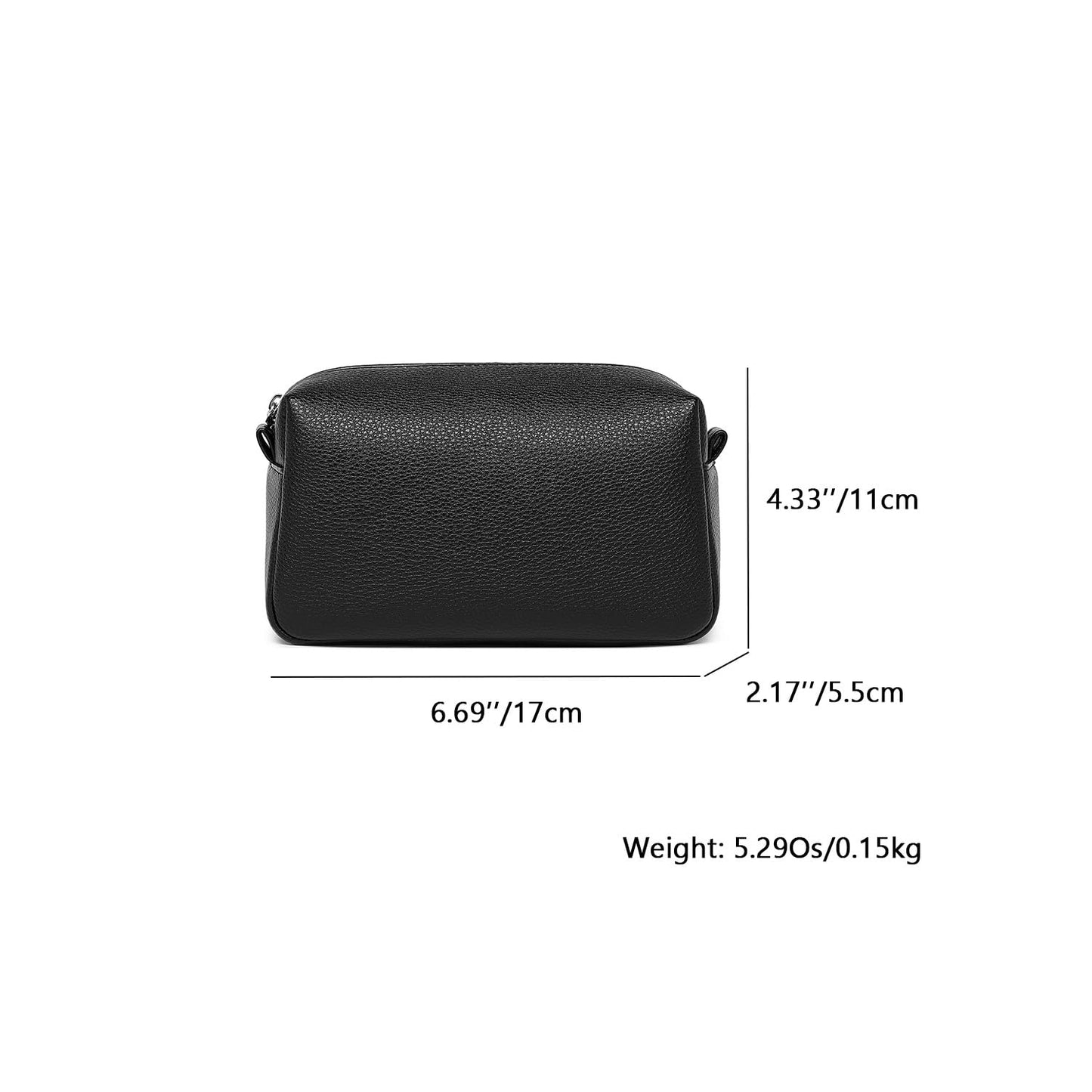 YONBEN PU leather Organizer Bag Lightweight Cosmetic Bag with Ring Clasp Perfect Travel Makeup Bag for Women (Black/PU)