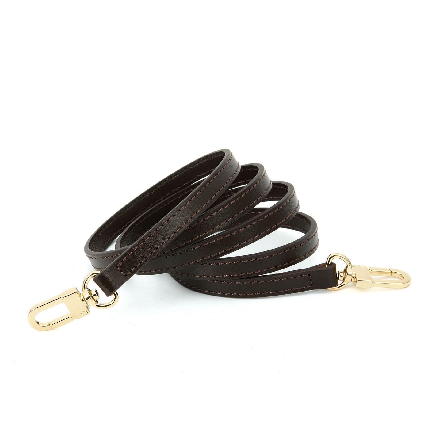 OULARIO Leather Cross Body Strap for Alma BB Damier Ebene Pochette Eva Favorite PM MM Mini 10mm Coated Dark Brown with Gold Hardware (Brown 129cm Gold HW)