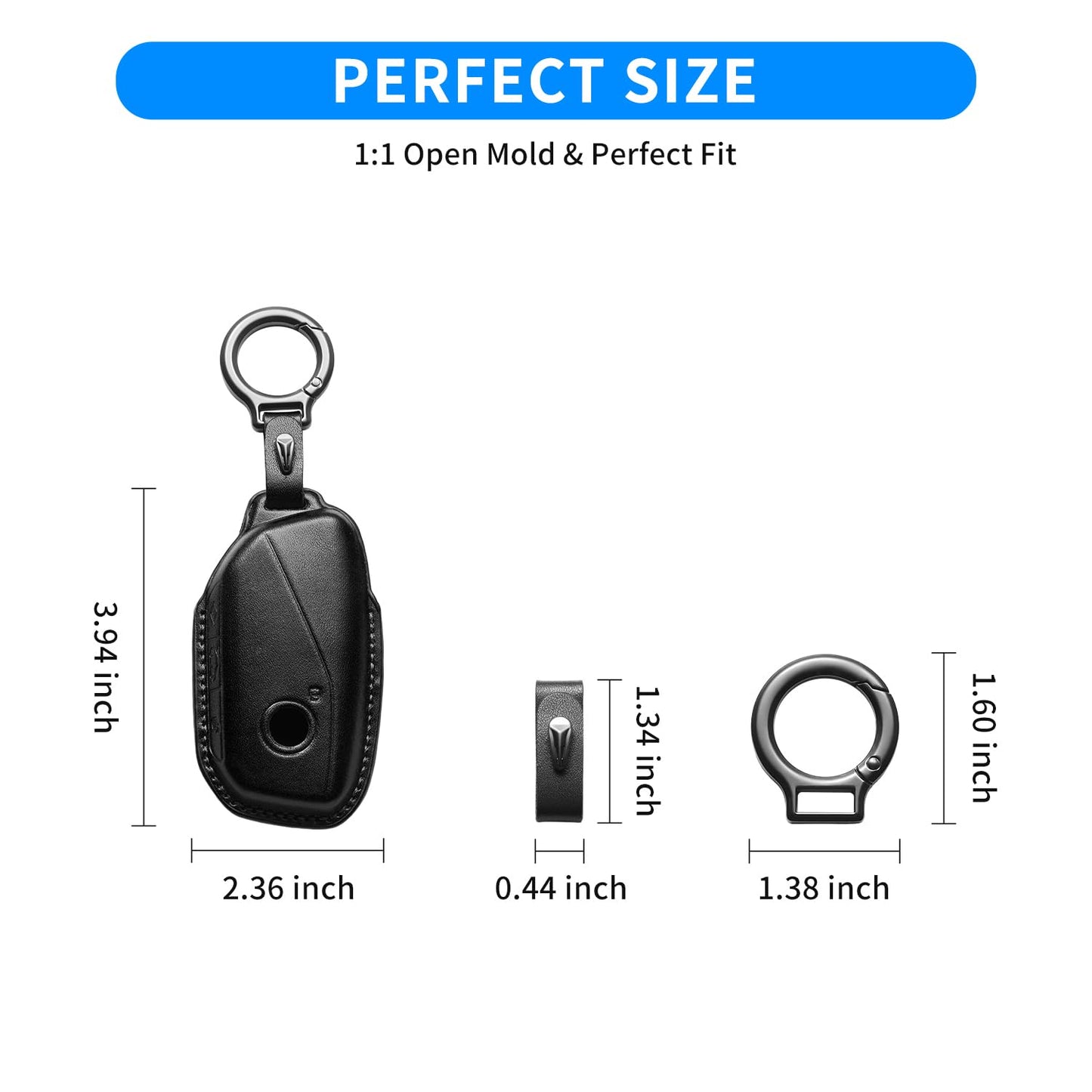 CLCWYSK For BMW Key fob Cover with Keychain, Genuine Leather Car Key Case Full Protection Compatible with BMW 2023-2025~up New 5/7 Series 740i 760i X1 X2 X3 X5 X6 X7 XM IX IX3 I5 I7 etc