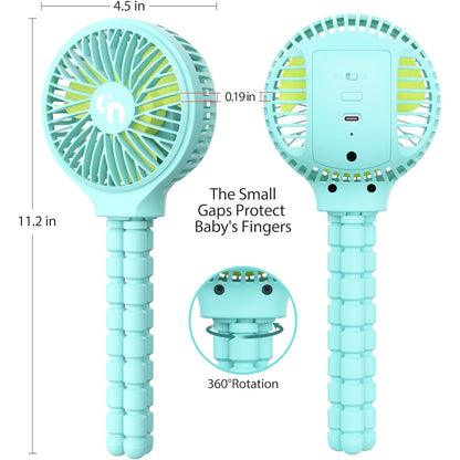 WEGA Stroller Fan Rechargeable Portable Fan Battery Operated Car Seat Baby,3 Speeds Clip on USB Personal Fan for Crib Treadmill HomeOffice and Travel (Blue)