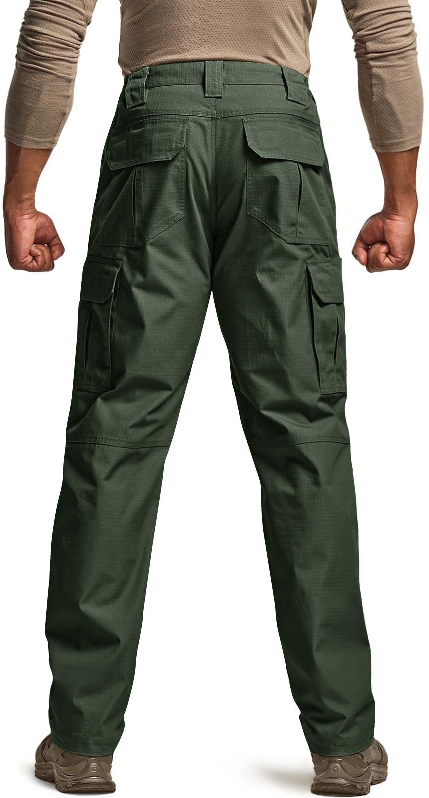 CQR Men's Tactical Pants, Water Resistant Ripstop Cargo Pants, Lightweight EDC Work Hiking Pants, Outdoor Apparel, Raider Green Kelp, 34W x 32L