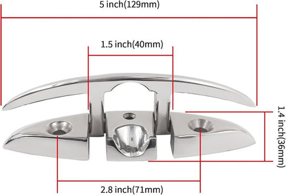 Marine Grade Boat Cleat - 6-Inch 316 Stainless Steel Folding Cleat | Ideal for Kayaks & Docks